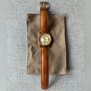 Michael Kors Gold Dial with Tan Leather Strap Watch